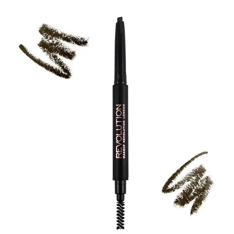 Makeup Revolution Duo Brow Pencil Medium Brown 3 Makeup Revolution Duo Brow Pencil Medium Brown